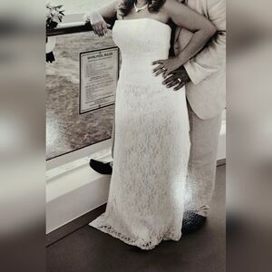 Classic Strapless Beaded Lace Bridal Gown